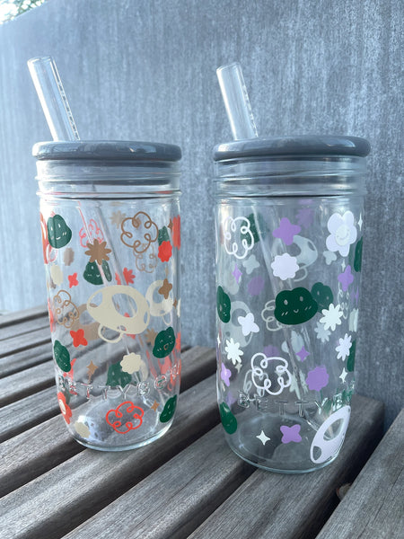 Boba Glass Tumblers, Betty Boba Tumbler, Glass Smoothie Cups, Reusable Iced  Coffee Tumbler, Fruit Glass Cups, Fruit Smoothie Glass Cups